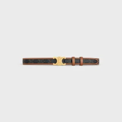Hot Medium Triomphe Belt in Triomphe Canvas and Calfskin Women Triomphe