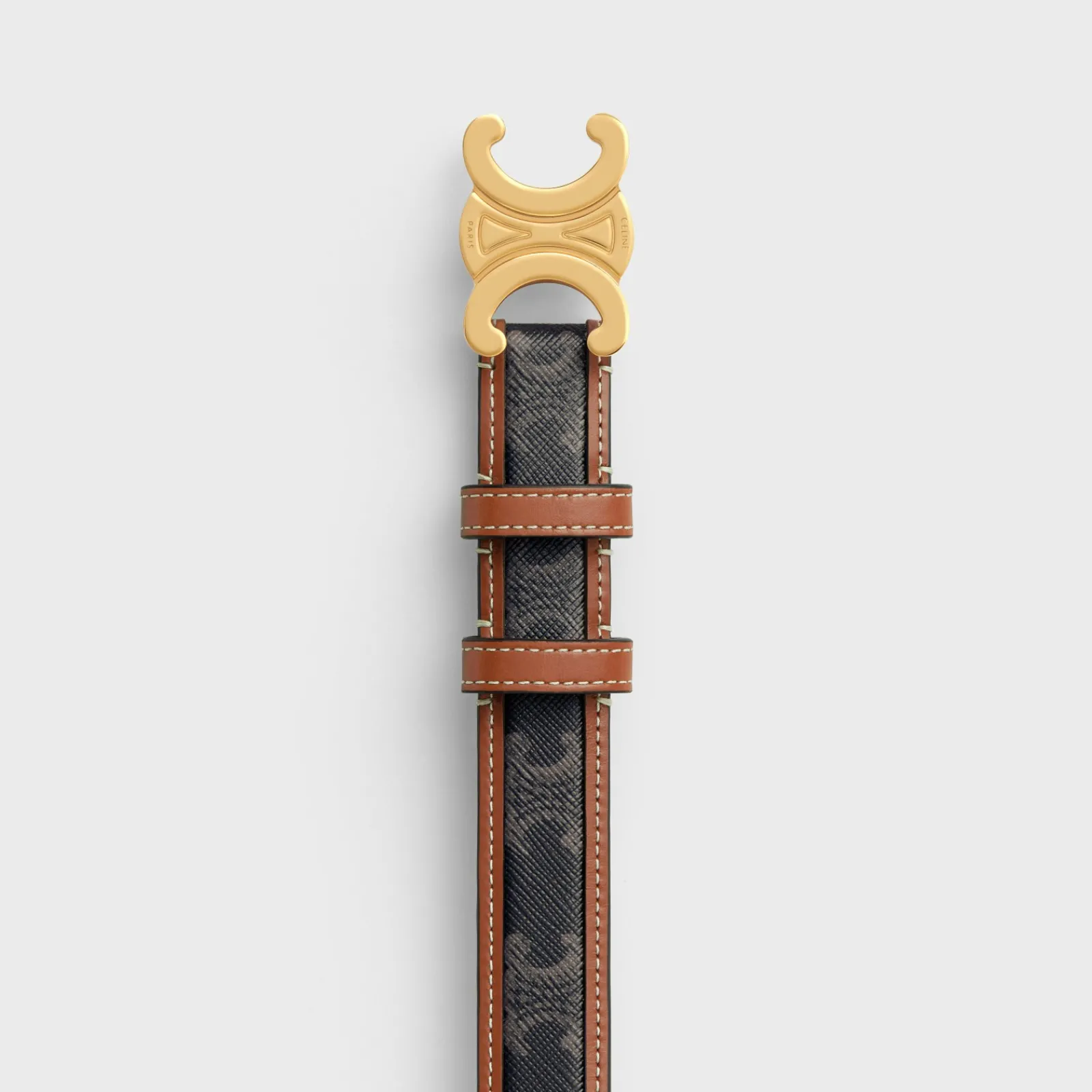 Hot Medium Triomphe Belt in Triomphe Canvas and Calfskin Women Triomphe
