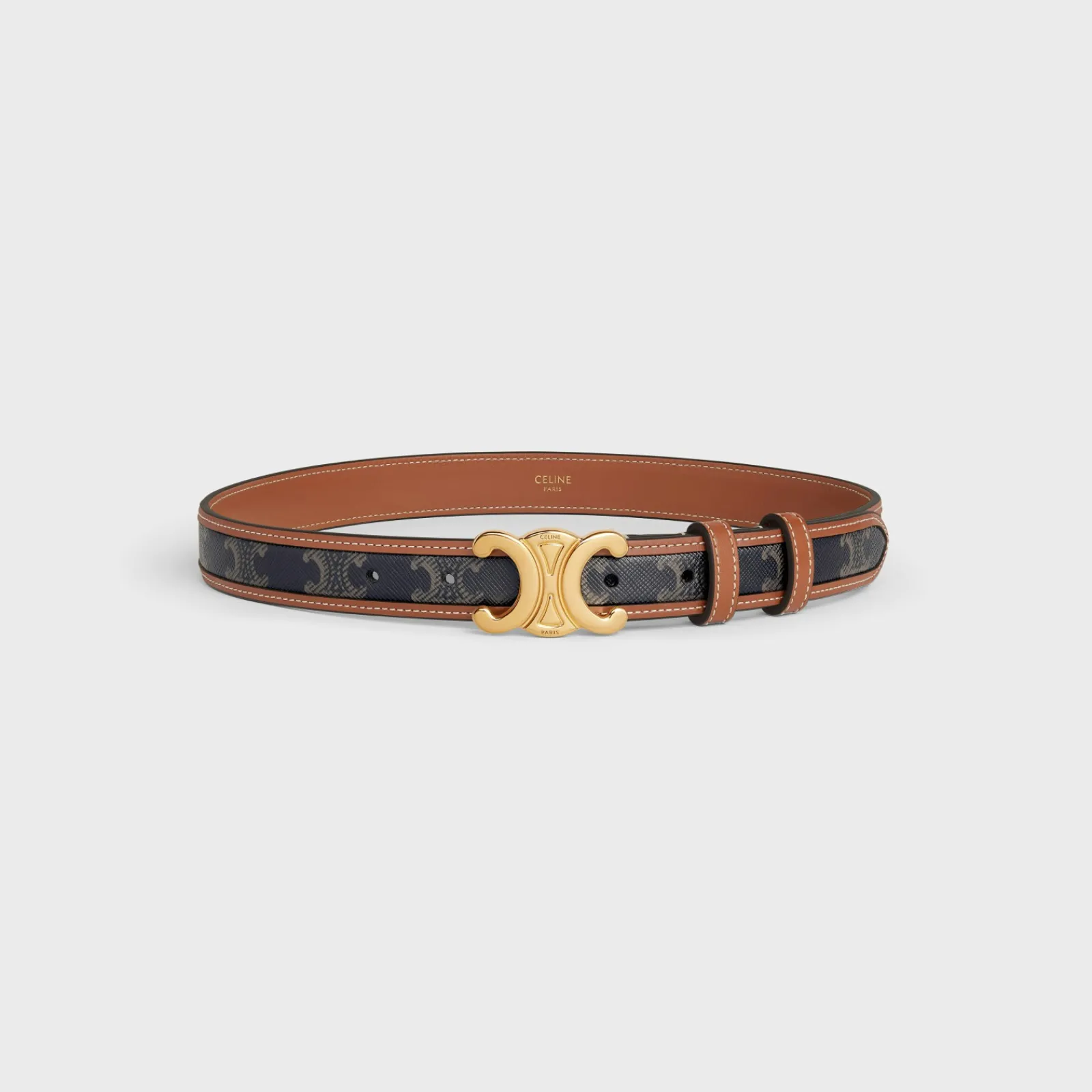 Hot Medium Triomphe Belt in Triomphe Canvas and Calfskin Women Triomphe
