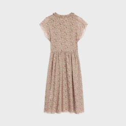 Fashion midi dress in silk georgette Women Dresses And Skirts