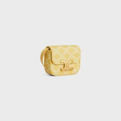 New MINI CLAUDE in TRIOMPHE CANVAS BRIGHT YELLOW Women Triomphe Canvas