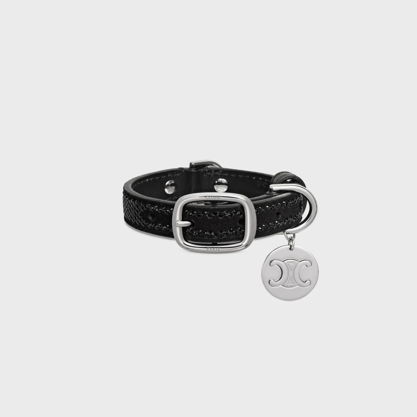 New NANO EXTRA THIN DOG COLLAR IN SUEDE CALFSKIN WITH STRASS Dog Accessories