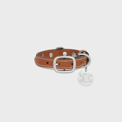 Clearance Nano Extra Thin Dog Collar in Triomphe Canvas and Calfskin with studs Dog Accessories