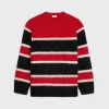 Outlet oversized crew neck sweater in brushed striped cotton Knitwear