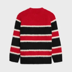 Outlet oversized crew neck sweater in brushed striped cotton Knitwear