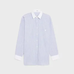 Outlet oversized shirt in striped chambray cotton Women Shirts And Tops