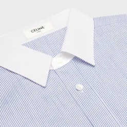 Outlet oversized shirt in striped chambray cotton Women Shirts And Tops