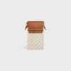 Online PHONE POUCH WITH FLAP in Triomphe Canvas and Lambskin Women Triomphe Canvas | Categories·Pouches And Tech Accessories