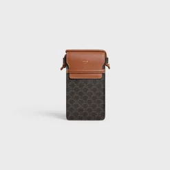 Discount PHONE POUCH WITH FLAP in Triomphe Canvas and Lambskin Women Triomphe Canvas | Categories·Pouches And Tech Accessories