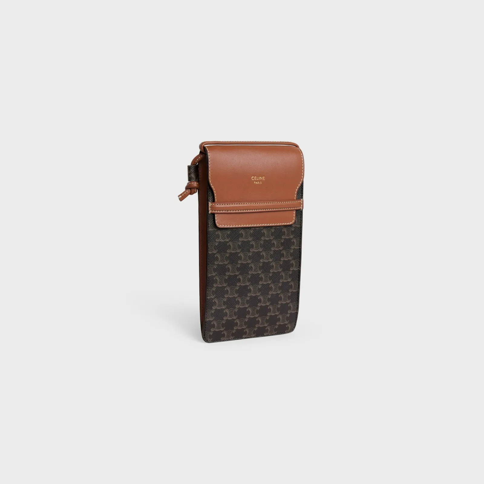 Discount PHONE POUCH WITH FLAP in Triomphe Canvas and Lambskin Women Triomphe Canvas | Categories·Pouches And Tech Accessories