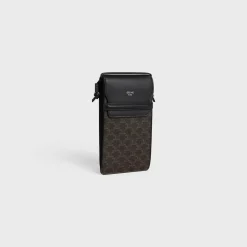 Fashion PHONE POUCH WITH FLAP in Triomphe Canvas and Lambskin Triomphe Canvas | Categories·Ech Accessories