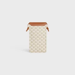 Online PHONE POUCH WITH FLAP in Triomphe Canvas and Lambskin Women Triomphe Canvas | Categories·Pouches And Tech Accessories