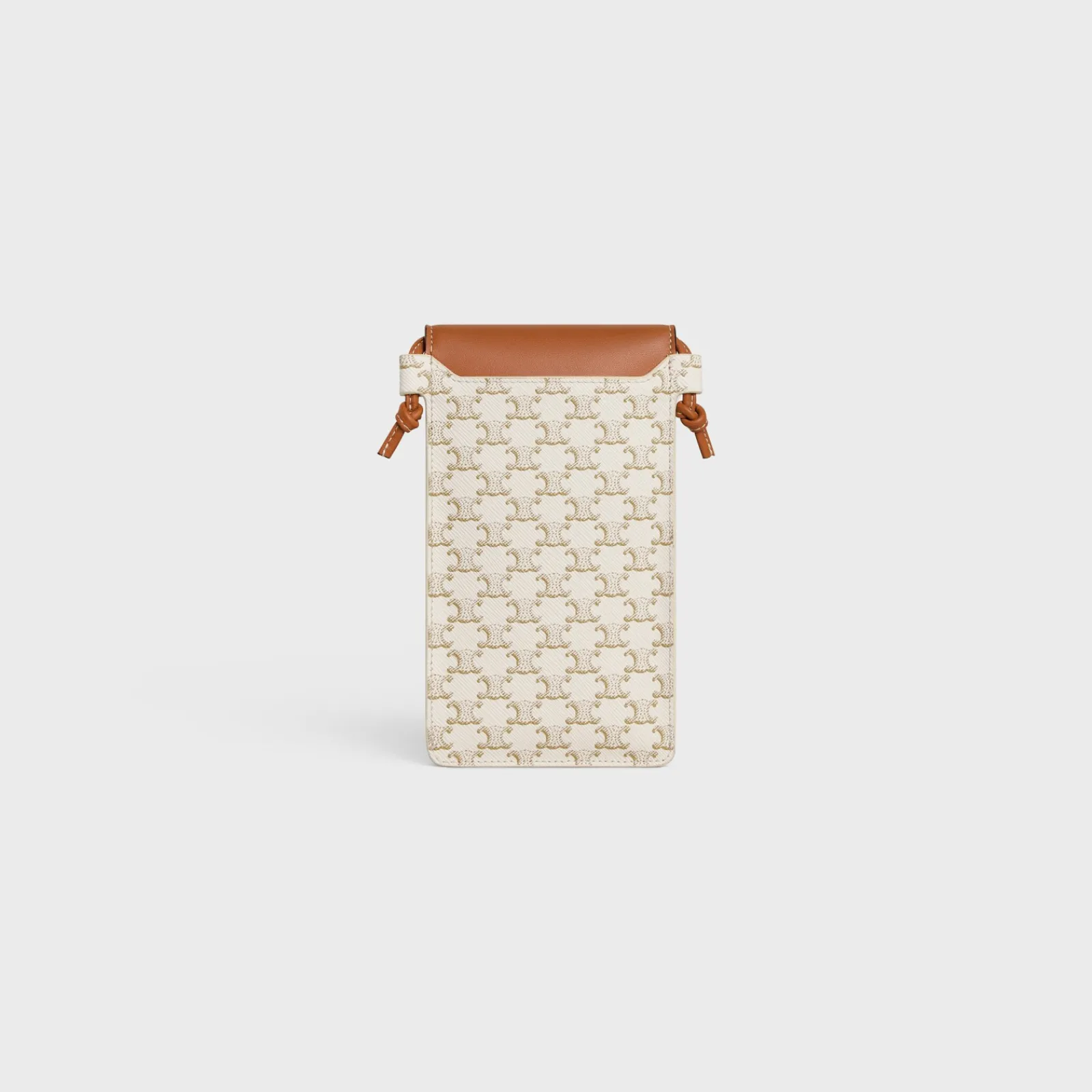 Online PHONE POUCH WITH FLAP in Triomphe Canvas and Lambskin Women Triomphe Canvas | Categories·Pouches And Tech Accessories