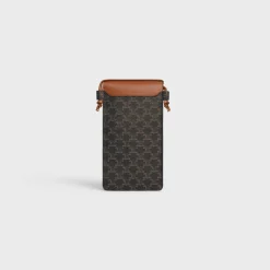 Discount PHONE POUCH WITH FLAP in Triomphe Canvas and Lambskin Women Triomphe Canvas | Categories·Pouches And Tech Accessories