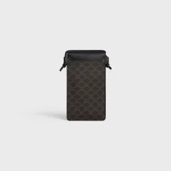 Fashion PHONE POUCH WITH FLAP in Triomphe Canvas and Lambskin Triomphe Canvas | Categories·Ech Accessories