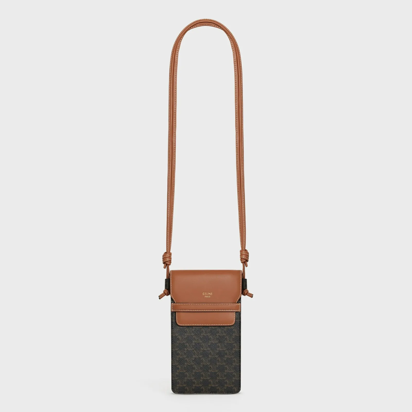 Discount PHONE POUCH WITH FLAP in Triomphe Canvas and Lambskin Women Triomphe Canvas | Categories·Pouches And Tech Accessories