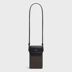 Fashion PHONE POUCH WITH FLAP in Triomphe Canvas and Lambskin Triomphe Canvas | Categories·Ech Accessories