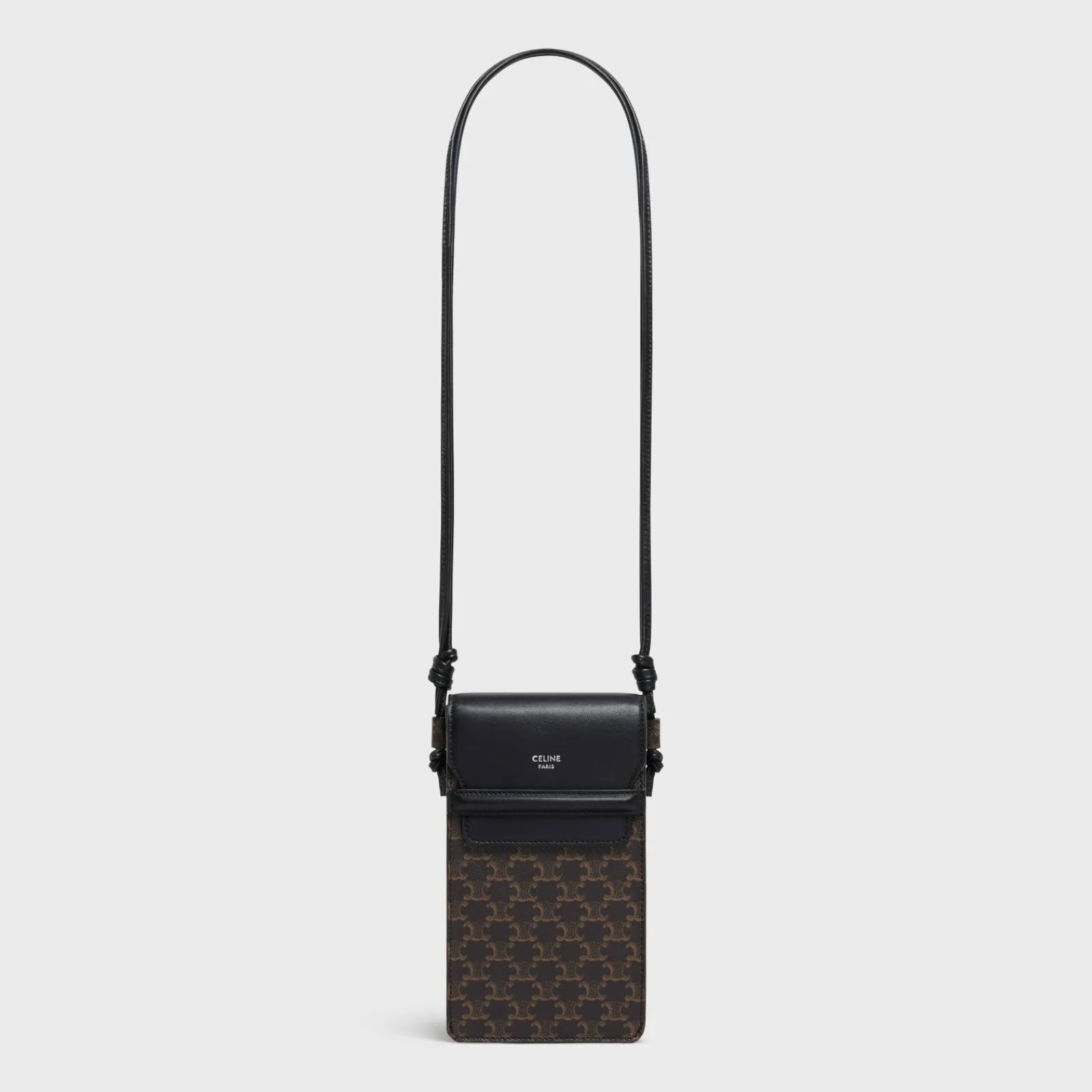Fashion PHONE POUCH WITH FLAP in Triomphe Canvas and Lambskin Triomphe Canvas | Categories·Ech Accessories