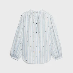 Hot romy blouse in striped silk Women Shirts And Tops