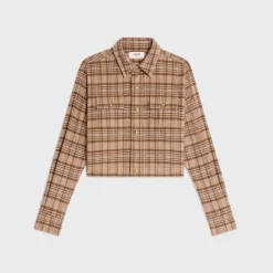 New romy cropped shirt in checked cashmere Women Shirts And Tops