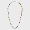 Fashion San Onofre Chunky Triomphe Necklace in Natural Stones and Brass with Rhodium Finish Necklaces