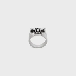 Online San Onofre Chunky Triomphe Ring in Brass with Rhodium Finish Bracelets & Rings