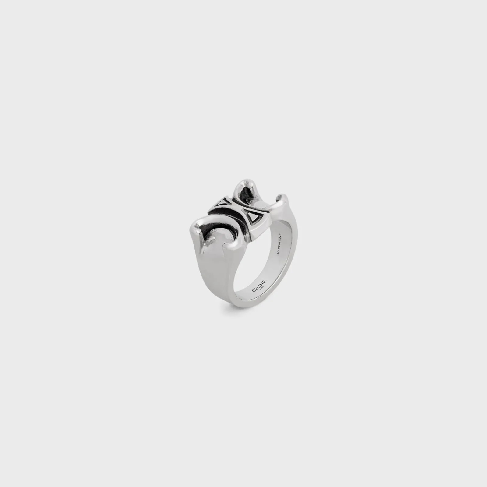 Online San Onofre Chunky Triomphe Ring in Brass with Rhodium Finish Bracelets & Rings