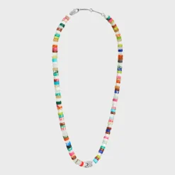Fashion San Onofre Chunky Triomphe Necklace in Natural Stones and Brass with Rhodium Finish Necklaces