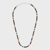 Outlet San Onofre Triomphe Necklace in Onyx, Glass Pearls and Brass with Rhodium Finish Necklaces