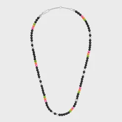 Outlet San Onofre Triomphe Necklace in Onyx, Glass Pearls and Brass with Rhodium Finish Necklaces