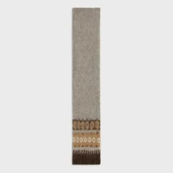 Fashion scarf in brushed fair isle alpaca wool Hats And Soft Accessories
