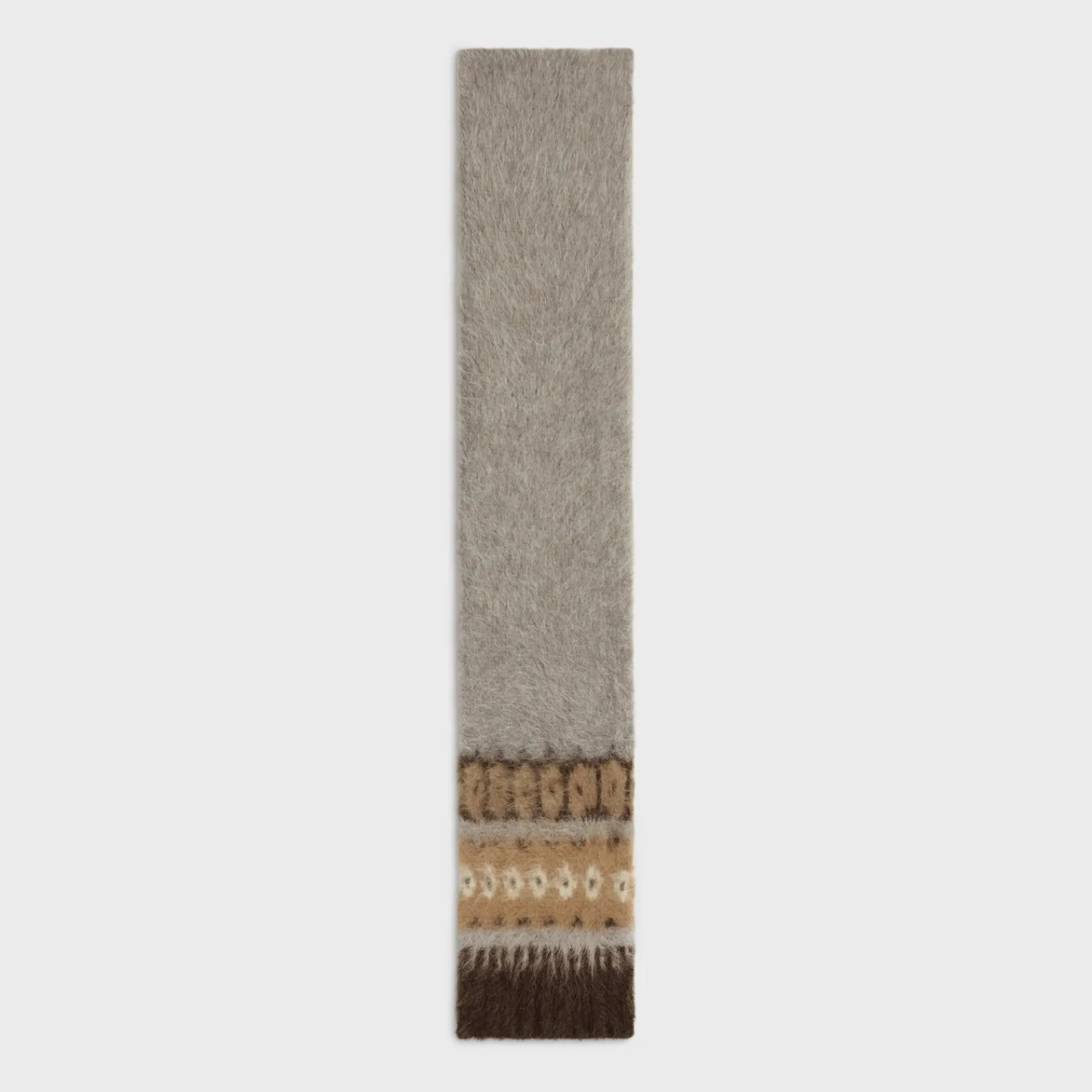 Fashion scarf in brushed fair isle alpaca wool Hats And Soft Accessories