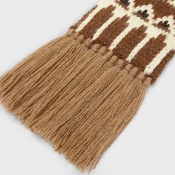 Fashion scarf in triomphe fair isle wool Women Beanies And Scarves