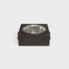 Hot Single Dog Bowl in Nappa Lambskin with Triomphe Canvas Print and Calfskin Dog Accessories