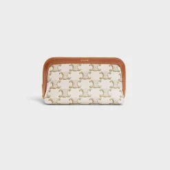 Sale SMALL COSMETIC POUCH IN TRIOMPHE CANVAS AND CALFSKIN Beauty Accessories | Travel