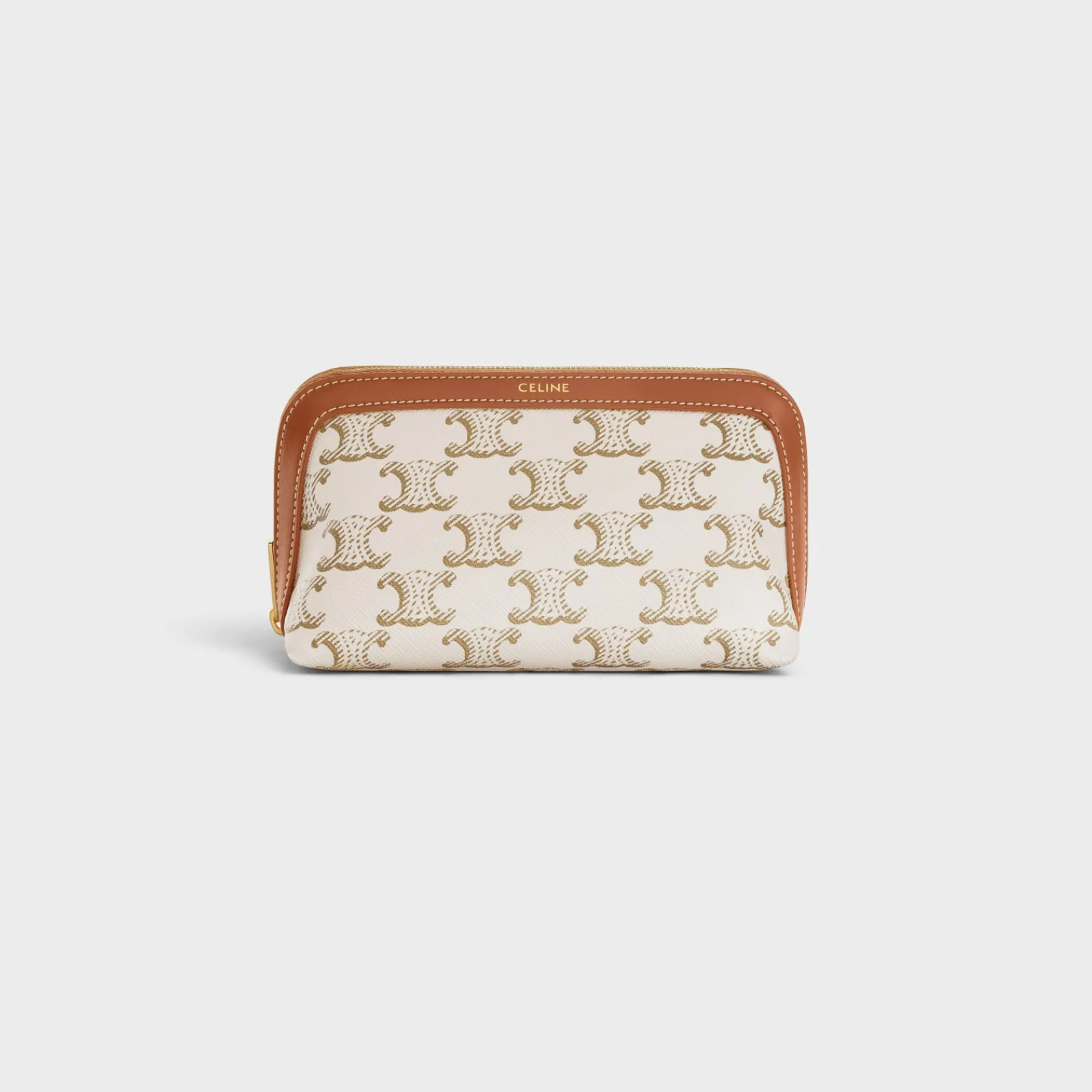 Sale SMALL COSMETIC POUCH IN TRIOMPHE CANVAS AND CALFSKIN Beauty Accessories | Travel