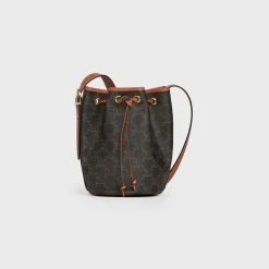 Fashion Small Drawstring bag in Triomphe Canvas and calfskin Women Triomphe Canvas | Categories·Cross-Body Bags