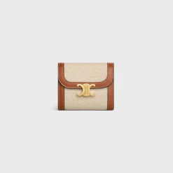 Sale Small Flap Wallet TRIOMPHE in textile and calfskin Women Triomphe | Categories·Wallets