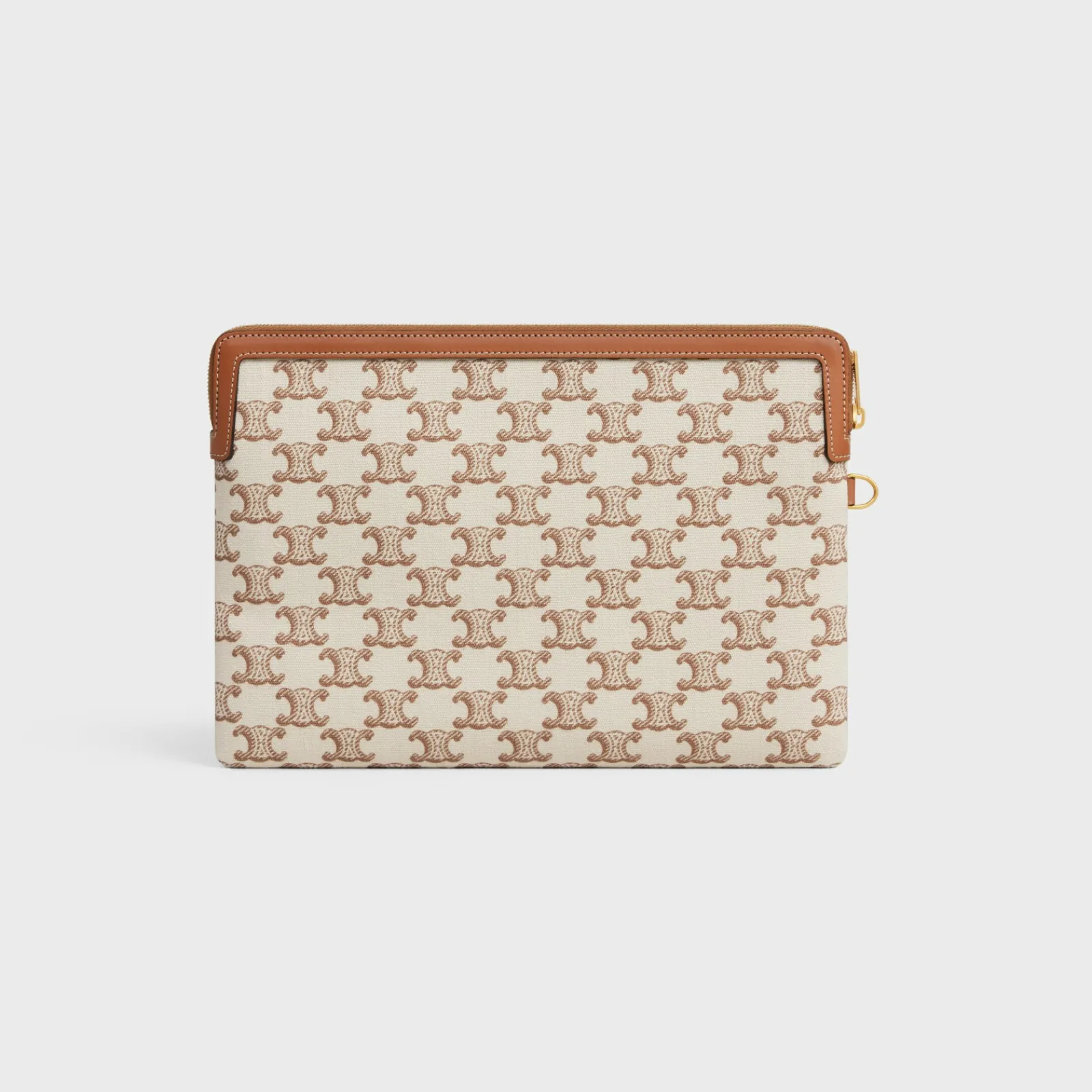 Clearance SMALL POUCH WITH STRAP in TEXTILE WITH TRIOMPHE PRINT AND CALFSKIN Women More Lines·Cuir Triomphe | Categories·Pouches And Tech Accessories