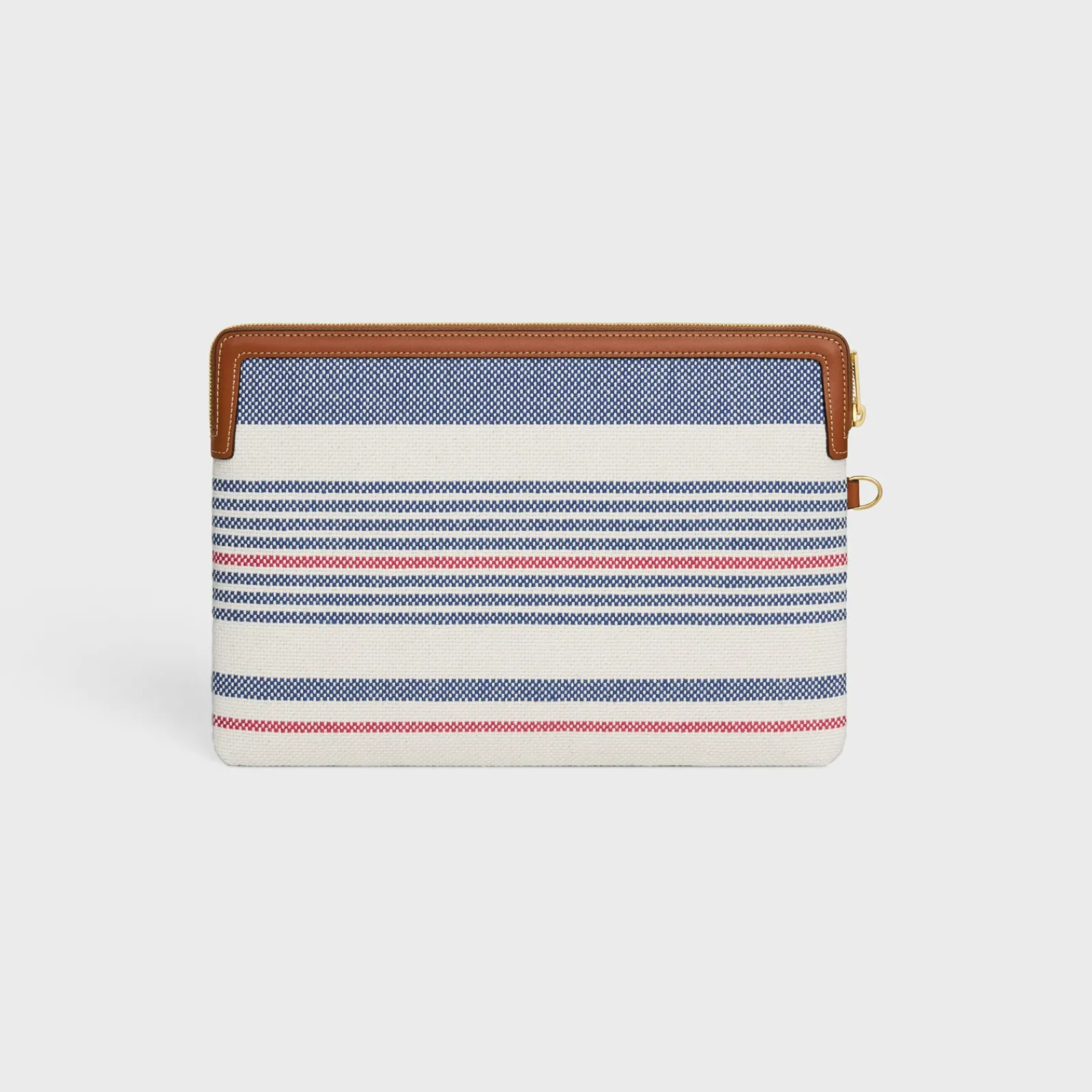 Discount SMALL POUCH WITH STRAP in STRIPED TEXTILE AND CALFSKIN Women More Lines·Cuir Triomphe | Categories·Pouches And Tech Accessories