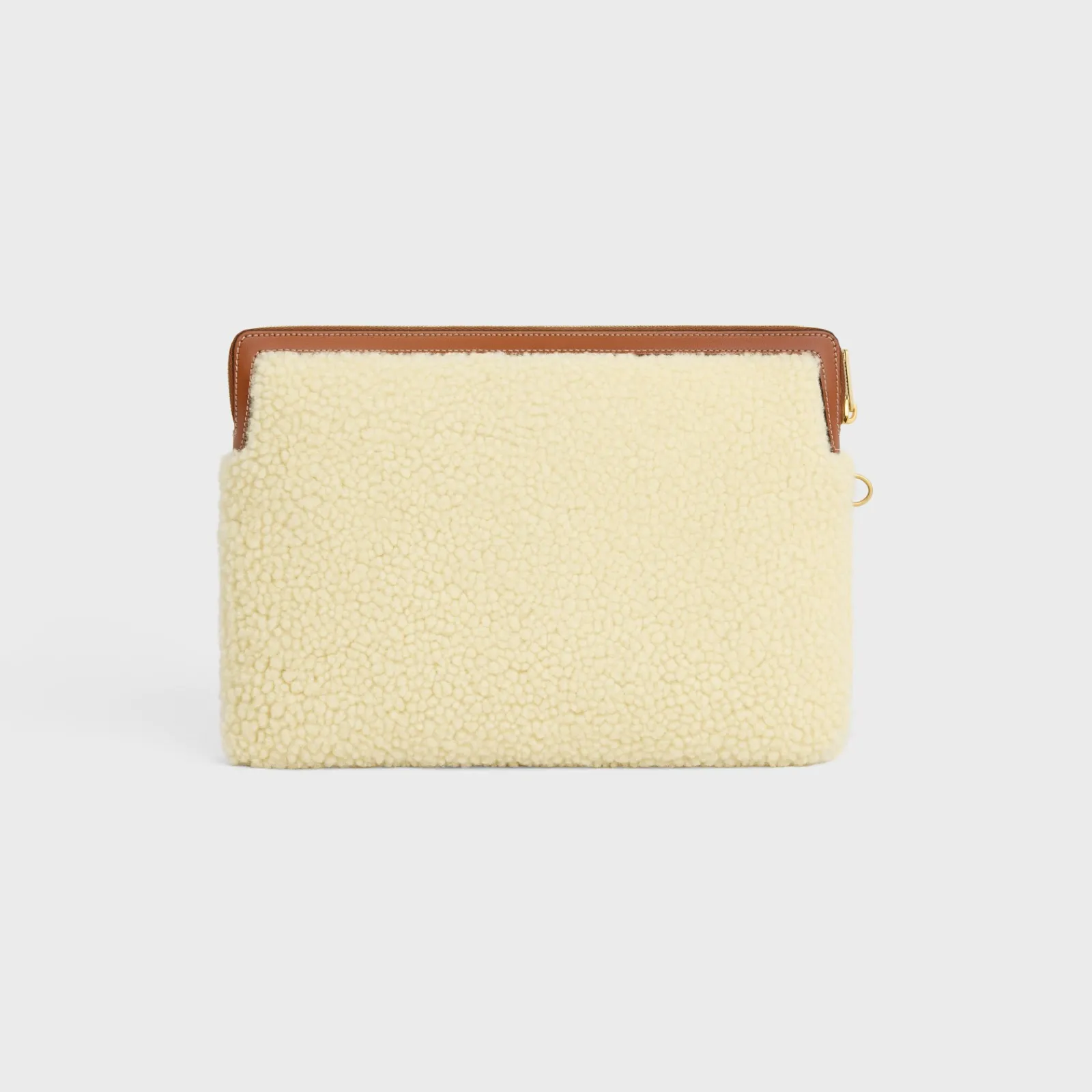 Online SMALL POUCH WITH STRAP in SHEARLING AND CALFSKIN Women More Lines·Cuir Triomphe | Categories·Pouches And Tech Accessories