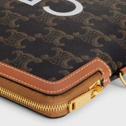 Hot SMALL POUCH WITH STRAP in TRIOMPHE CANVAS WITH PRINT Women Triomphe Canvas | Categories·Pouches And Tech Accessories