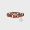 New Small Thin Dog Collar in Triomphe Canvas & Calfskin with studs Dog Accessories