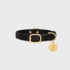 New Small Thin Dog Collar in Sequins and Calfksin Dog Accessories