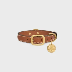 Clearance Small thin dog collar in triomphe canvas with print and calfskin Dog Accessories