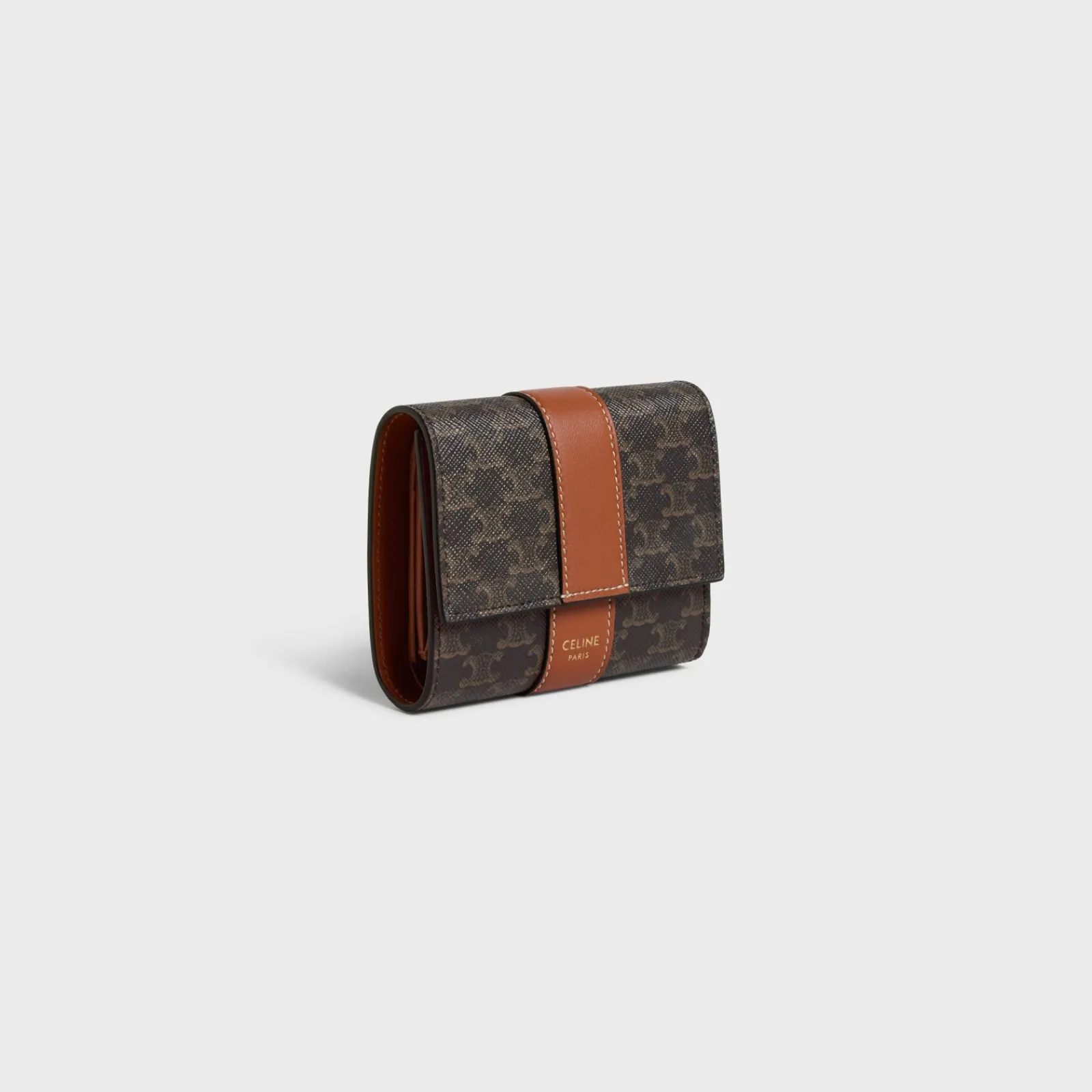 Hot Small Trifold wallet in Triomphe Canvas and Lambskin Women Triomphe Canvas | Categories·Wallets