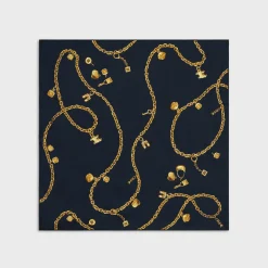 Outlet SQUARE IN CHAIN TASSELS SILK TWILL Women Silk Scarves