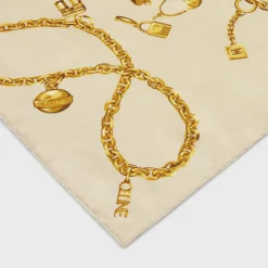 New SQUARE IN CHAIN TASSELS SILK TWILL Women Silk Scarves