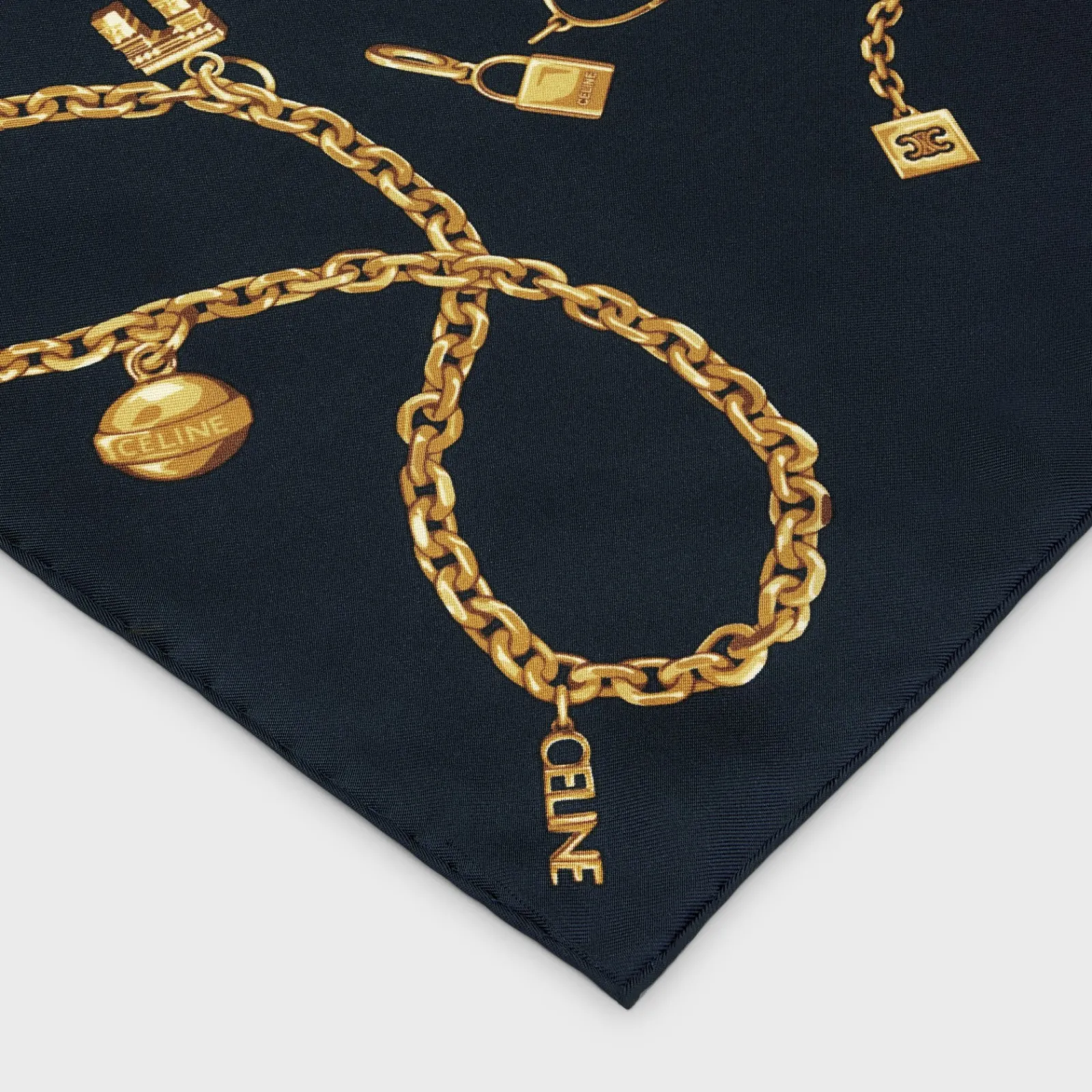 Outlet SQUARE IN CHAIN TASSELS SILK TWILL Women Silk Scarves