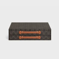 Sale stationery case in triomphe canvas and calfskin Stationery